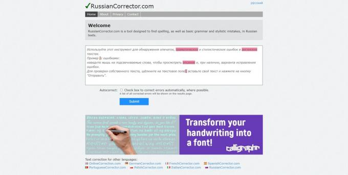 ऑनलाइन विराम चिह्न चेकर: RussianCorrector.com