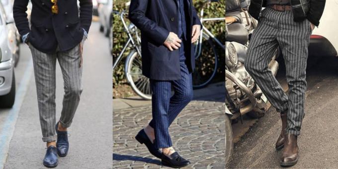 सबसे फैशनेबल पुरुषों की पैंट: एक खड़ी पट्टी में पैंट