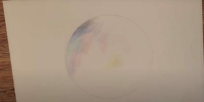 रंगीन पेंसिल के साथ अंतरिक्ष कैसे आकर्षित करें: रंग के धब्बे की रूपरेखा