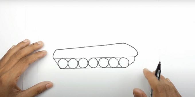 एक टैंक कैसे आकर्षित करें: एक कैटरपिलर जोड़ें