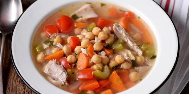 छोला साथ व्यंजनों: छोला और सब्जियों के साथ चिकन सूप