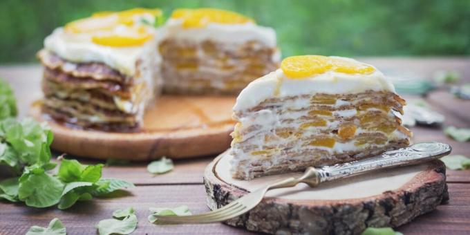 पनीर-दही क्रीम के साथ पैनकेक पीपी-केक