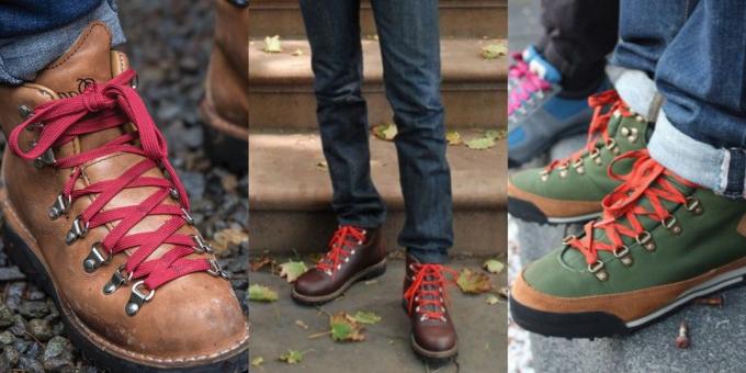 फैशनेबल पुरुषों के जूते: पुरानी शैली में लंबी पैदल यात्रा के जूते