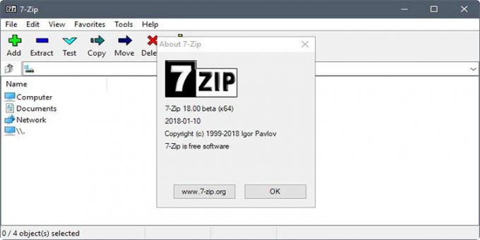 7zip - बनाने और अभिलेखागार निकालने के लिए एक नि: शुल्क कार्यक्रम