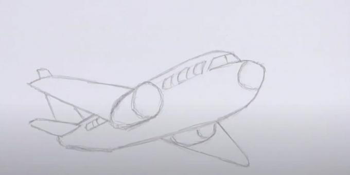 हवाई जहाज कैसे खींचना है: पोरथोल, कांच और इंजन को ड्रा करें