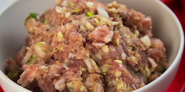 गोजा पकौड़ी: कीमा बनाया हुआ मांस के लिए मिश्रण सामग्री