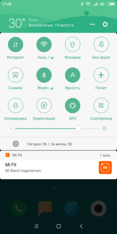 Xiaomi रेडमी 6: त्वरित सेटिंग्स पैनल