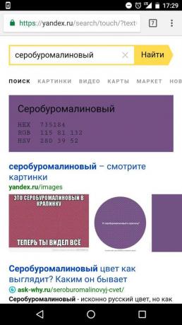 "Yandex": रंगों के लिए खोज