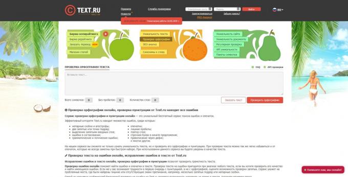 वर्तनी की ऑनलाइन जाँच करें: Text.ru