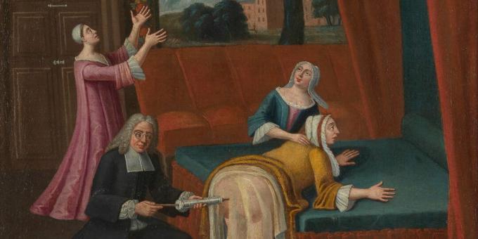 मध्यकालीन चिकित्सा: 1700. से एक फ्रांसीसी पेंटिंग में एनीमा 