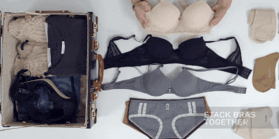 एक सूटकेस में पैक करने के लिए कैसे: ब्रा एक दूसरे पर रखा जा सकता है