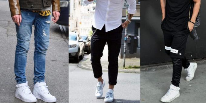 फैशनेबल पुरुषों के जूते: सफेद स्नीकर्स