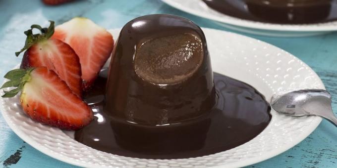 पकाने की विधि: चॉकलेट सॉस के साथ चॉकलेट पन्ना कोटा