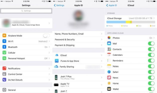 आईओएस 10.3: iCloud