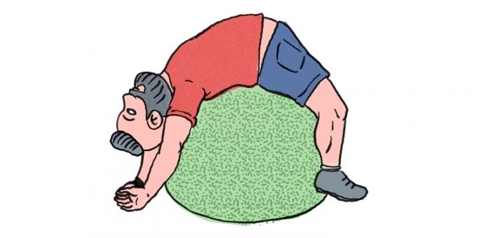 मांसपेशियों में दर्द से छुटकारा पाने के लिए: व्यायाम गेंद के साथ अभ्यास