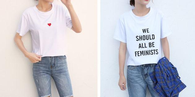AliExpress के साथ महिलाओं के फैशन टी शर्ट: एक प्रिंट के साथ टी शर्ट