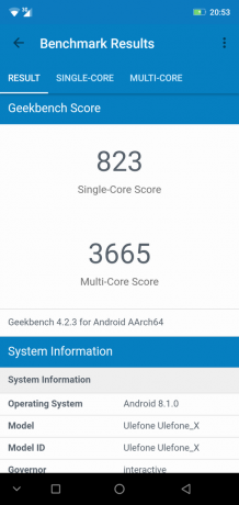 अवलोकन स्मार्टफोन Ulefone एक्स: Geekbench