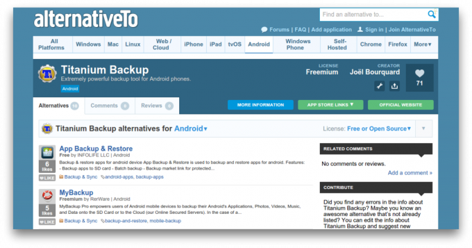 alternativeto.net - एंड्रॉयड मुक्त करने के लिए एप्लिकेशन