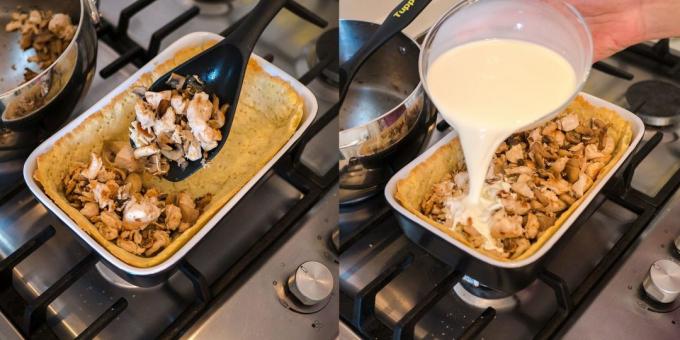 चिकन और मशरूम के साथ क्विचे: स्टफिंग और भरने जोड़े