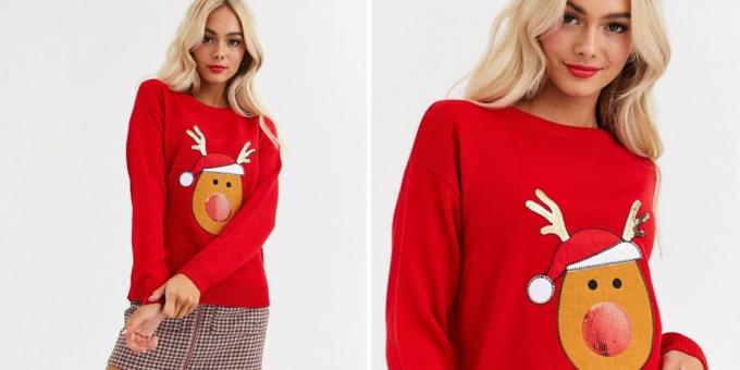हिरण के साथ क्रिसमस स्वेटर