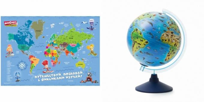 एक लड़के के लिए उसके जन्मदिन पर 5 साल के लिए उपहार: दुनिया का नक्शा या ग्लोब