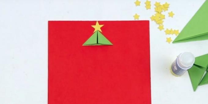 अपने हाथों से क्रिसमस कार्ड: गोंद एक हिस्सा है, और स्टार