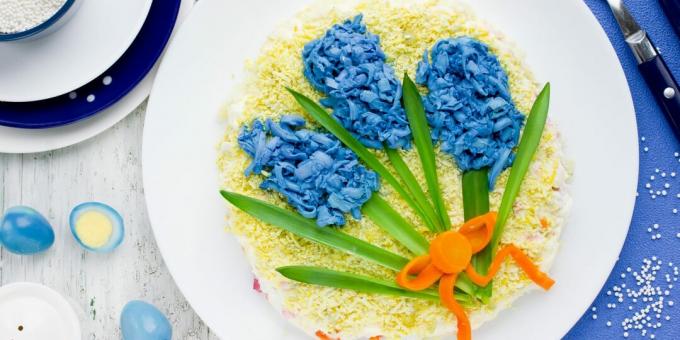 सॉसेज और गोभी के साथ उत्सव सलाद "Hyacinths": एक सरल नुस्खा