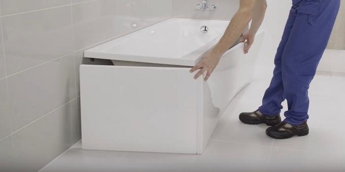 अपने हाथों से स्नान स्थापित कर रहा है: स्क्रीन फ़िट