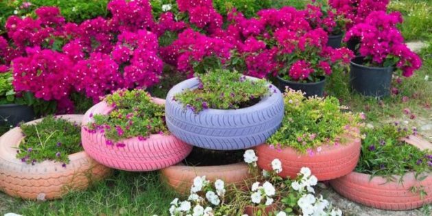 टायर के एक फूल बिस्तर बनाने के लिए