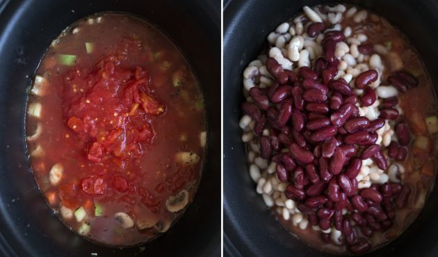 बीन स्टू बनाने के लिए कैसे: अपने खुद के रस में टमाटर के साथ एक सब्जी की थाली जोड़ें