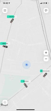 Karshering "Delimobil": आवेदन में नक्शे पर, एक नि: शुल्क कार का चयन