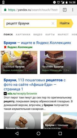 "Yandex": नुस्खा खोज विकल्प