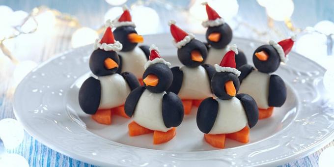 जैतून पेंगुइन. नए साल के लिए सबसे प्यारा ऐपेटाइज़र